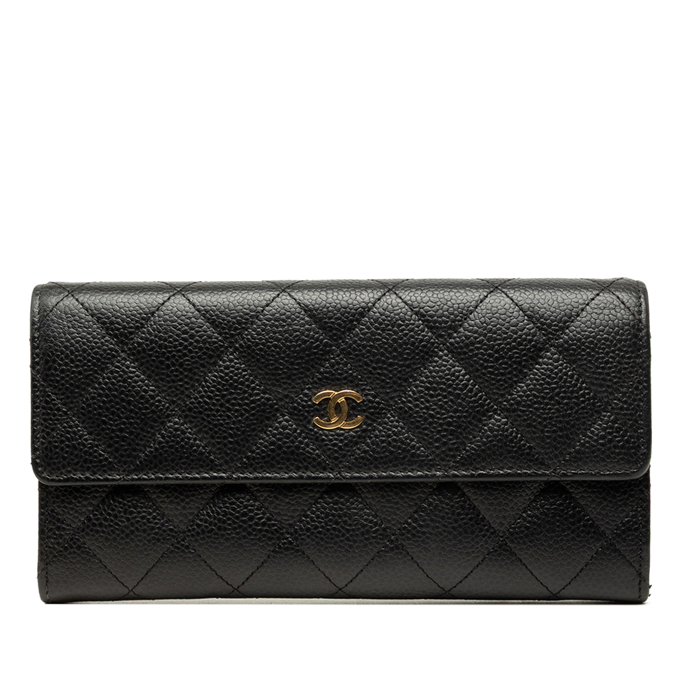 Pre-Loved Chanel CC Quilted Caviar Flap Long Wallet